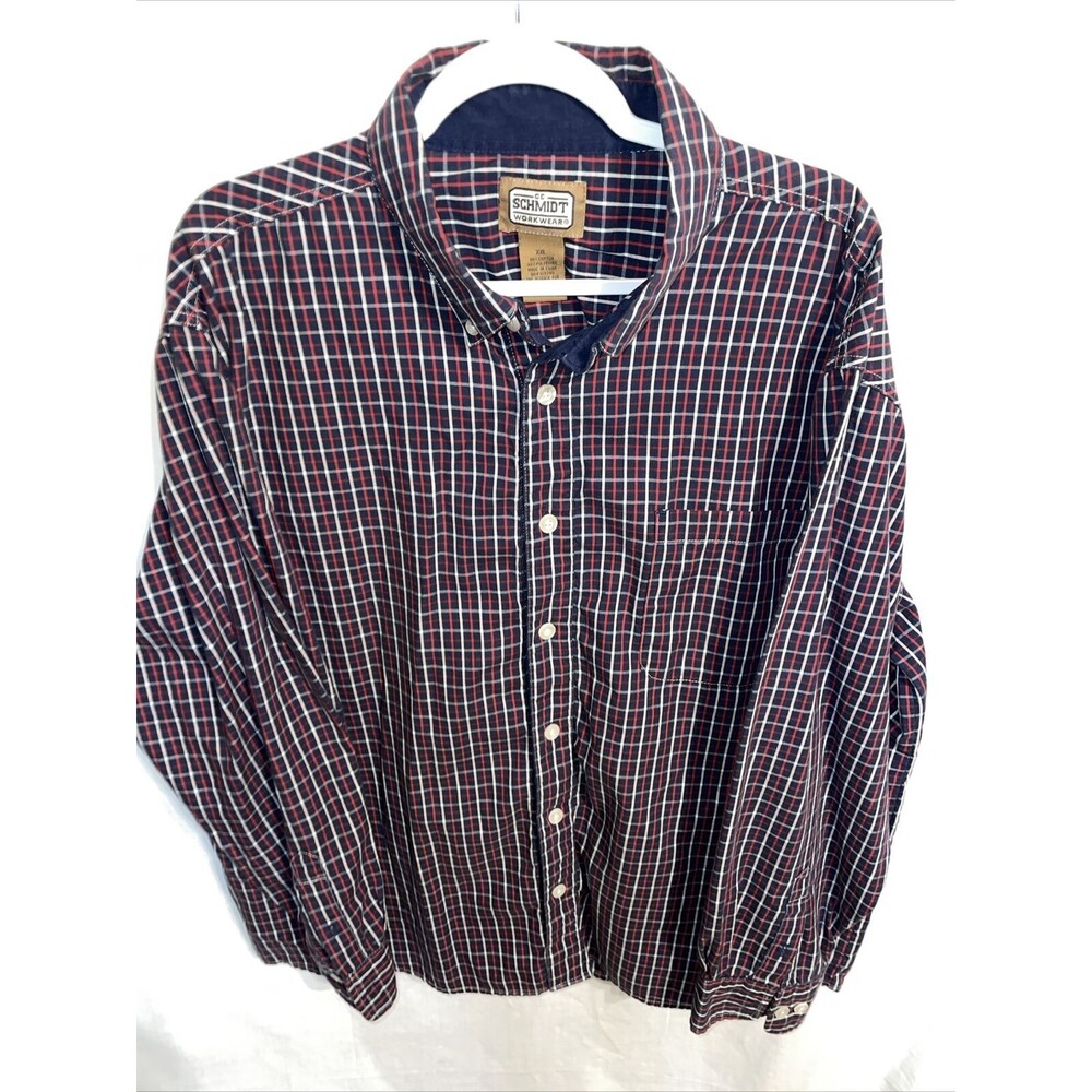 Schmidt Workwear Dress Shirt Men’s Size 2XL Black Striped Button Up Long Sleeve
